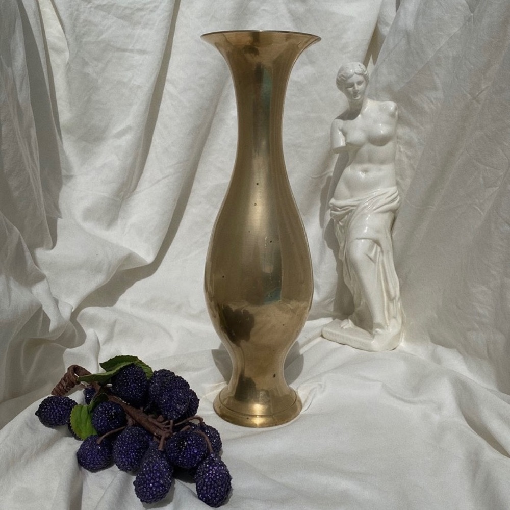 Vintage Gold Tone 12” (H)  Brass Vase